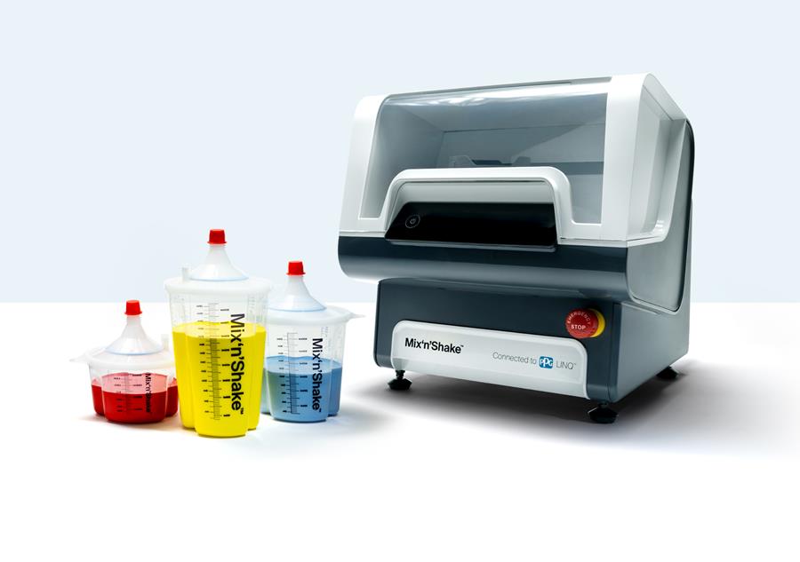 Met Mix’n’Shake™ automatiseert PPG het mengproces van high solids-lakken via een uniek bekerontwerp en exclusief mixmechanisme, wat tijdswinst, constante kwaliteit en verhoogde veiligheid oplevert in de werkplaats
