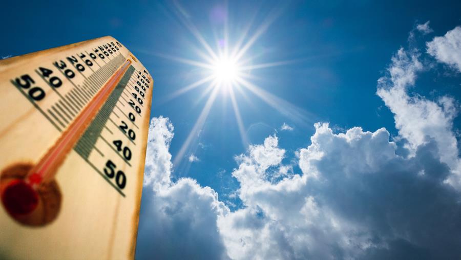 warm weer hitte thermometer blauwe lucht